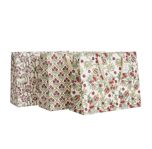 Hand Block Printed Gift Bags (Large) - Cherry