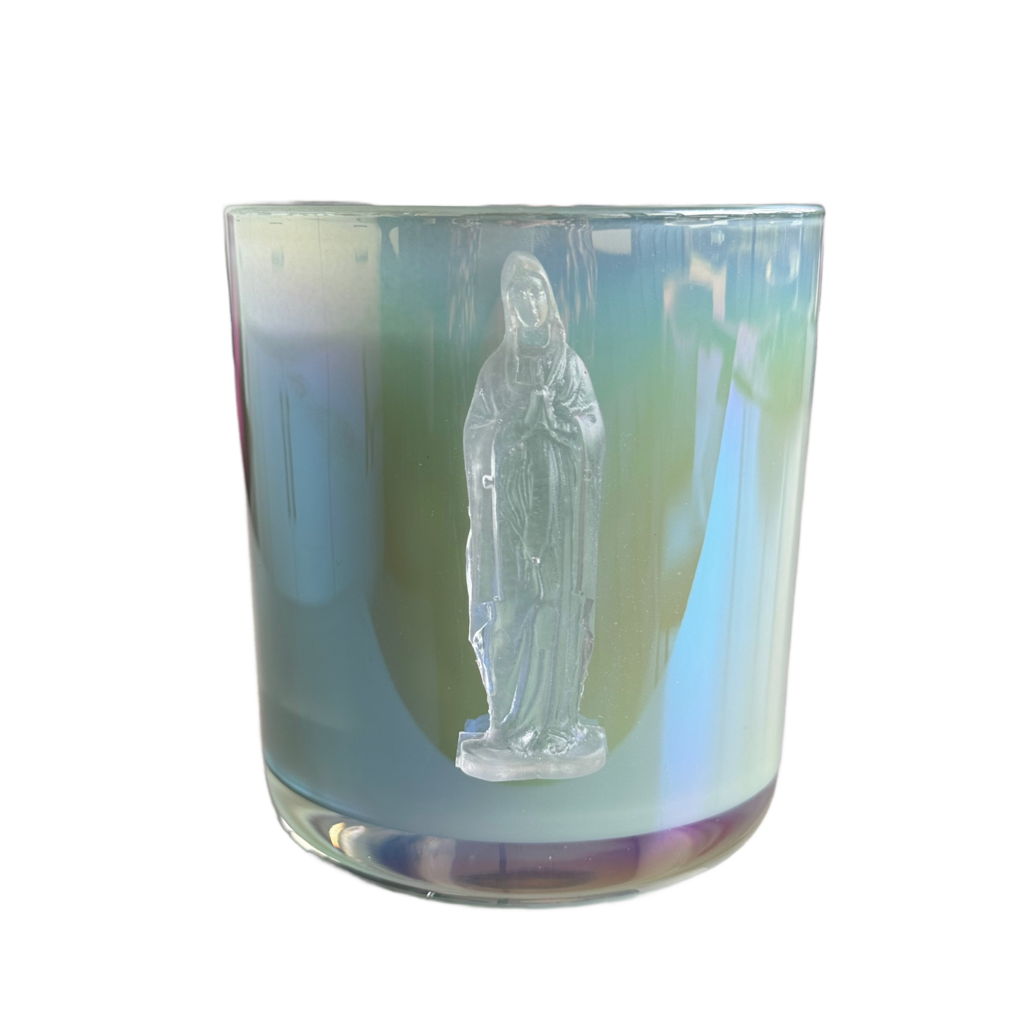 Mother Mary Blue Iridescent Garden District Candle