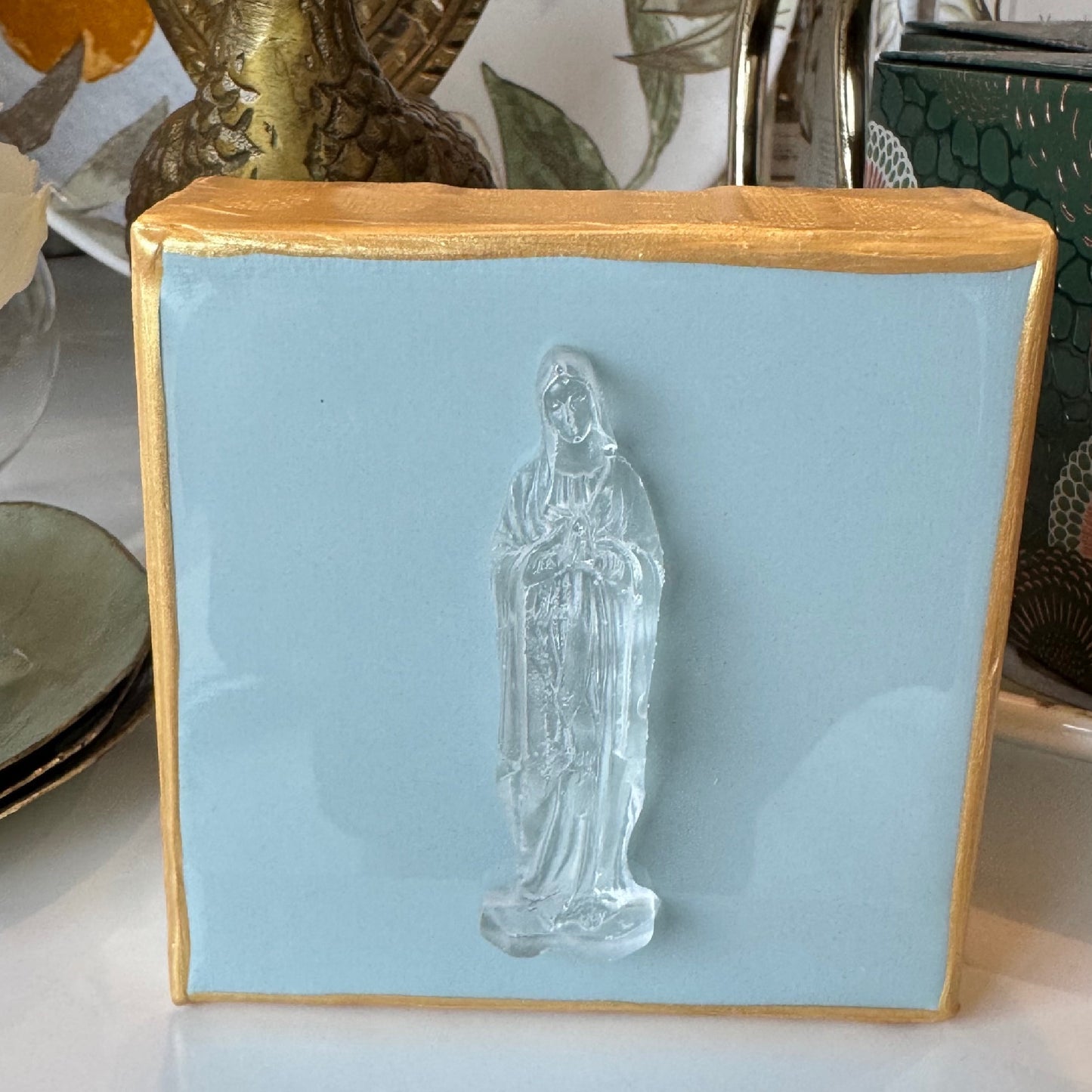 Mother Mary 4x4 Sage Green Canvas