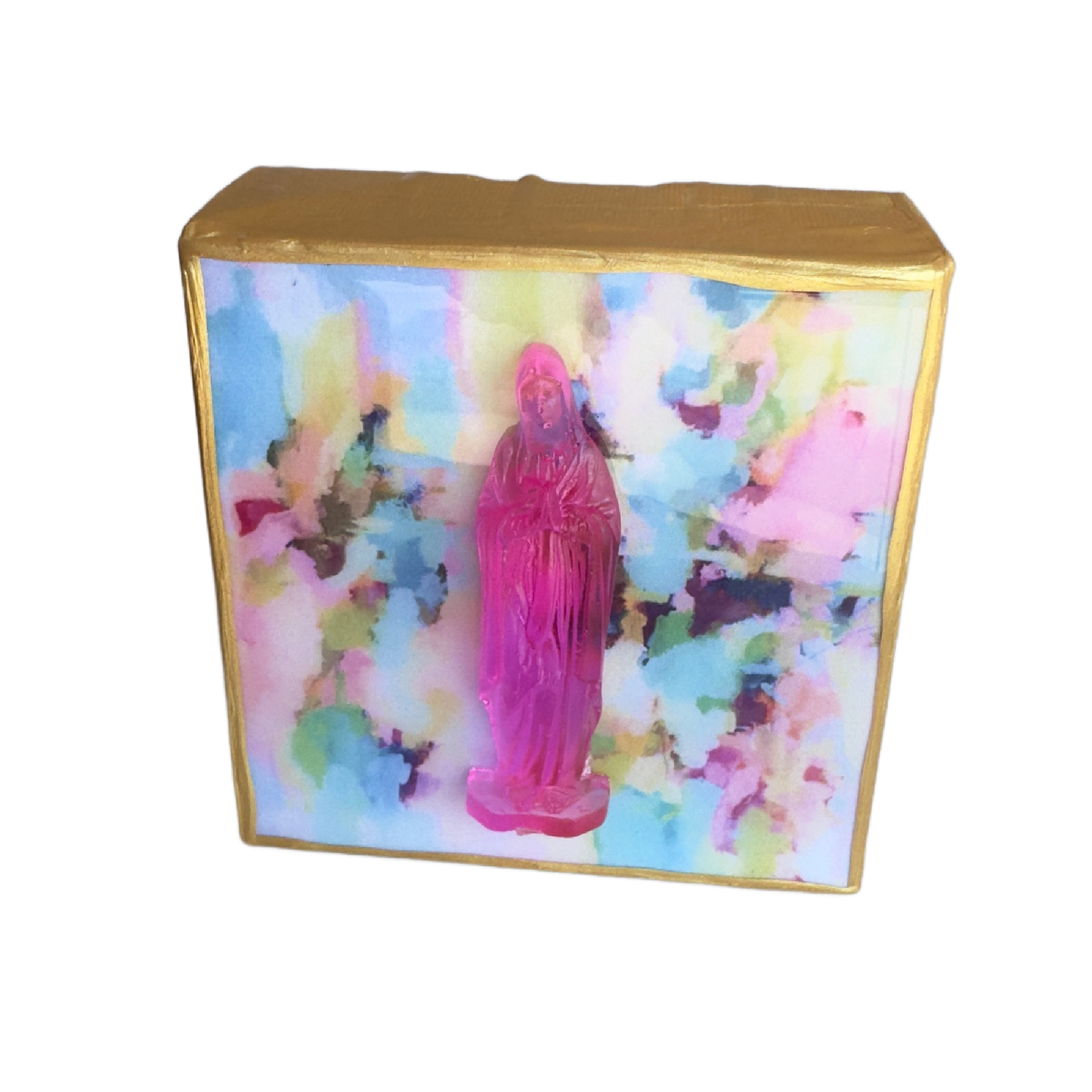 Hot Pink Mother Mary 4x4 Watercolor Canvas