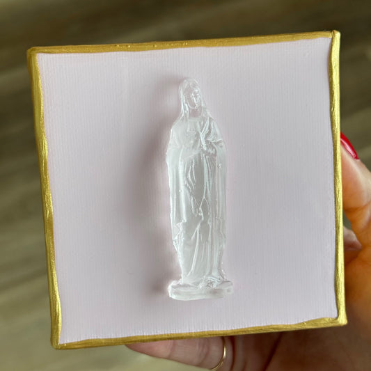 Mother Mary 4x4 Light Pink Canvas