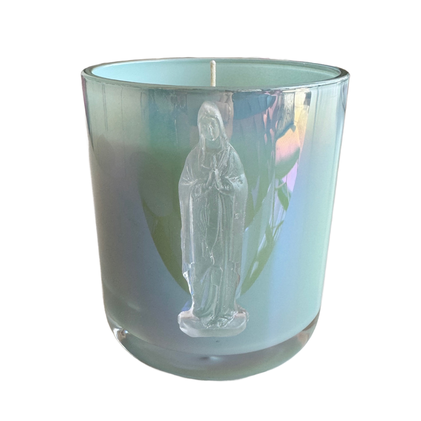 Mother Mary Blue Iridescent Garden District Candle