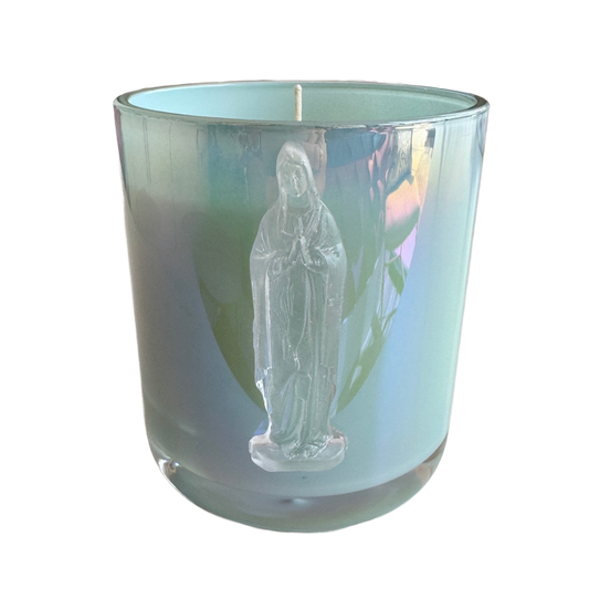 Mother Mary Blue Iridescent Garden District Candle