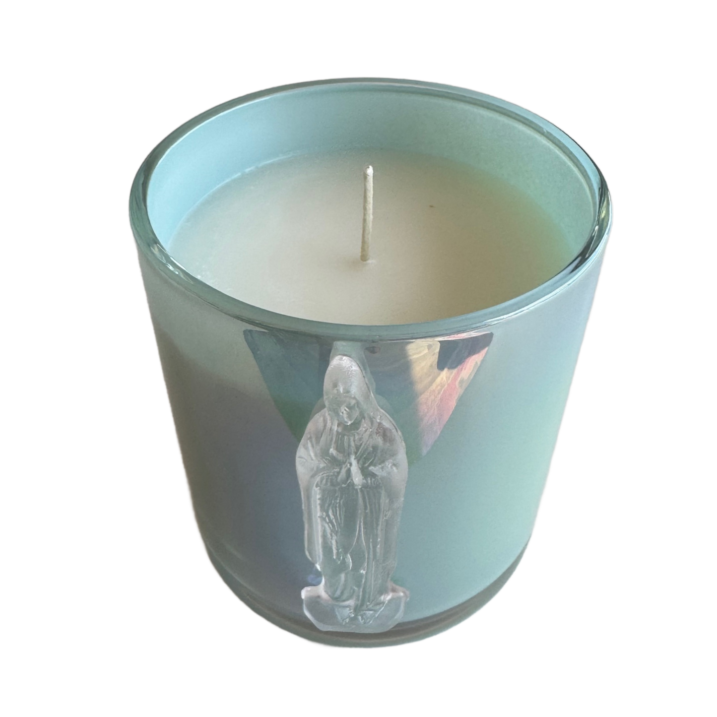 Mother Mary Blue Iridescent Garden District Candle