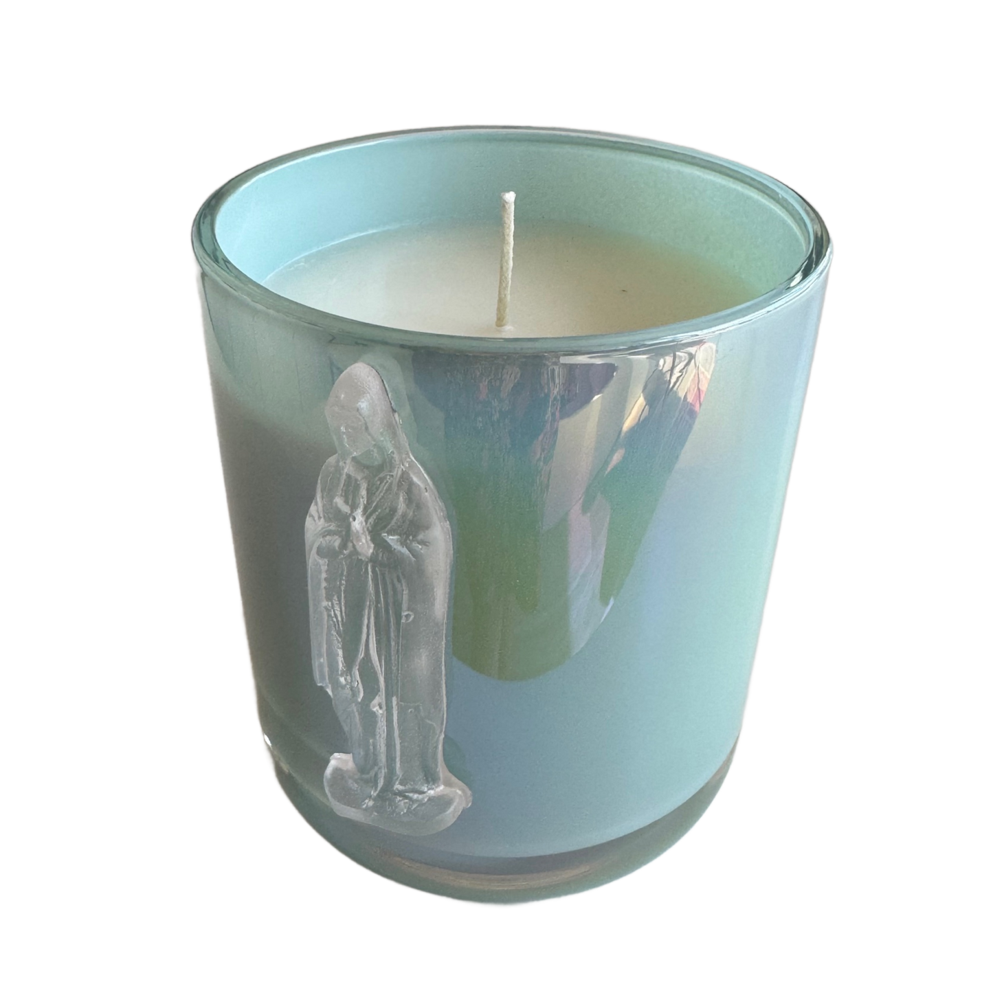 Mother Mary Blue Iridescent Garden District Candle