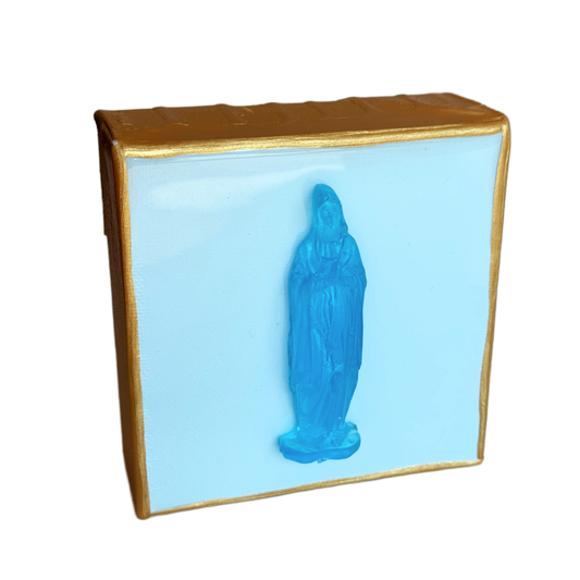 Aqua Blue Mother Mary 4x4 Blue Canvas