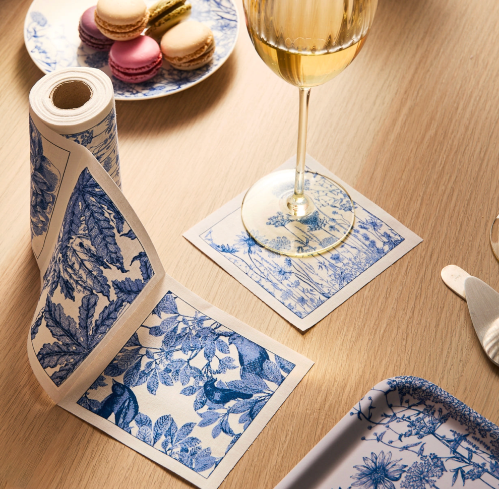 Blue Botanicals Cocktail Napkin Roll