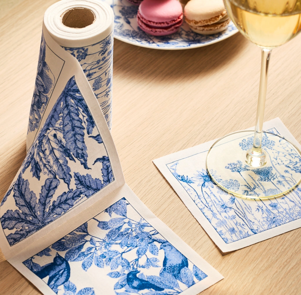 Blue Botanicals Cocktail Napkin Roll