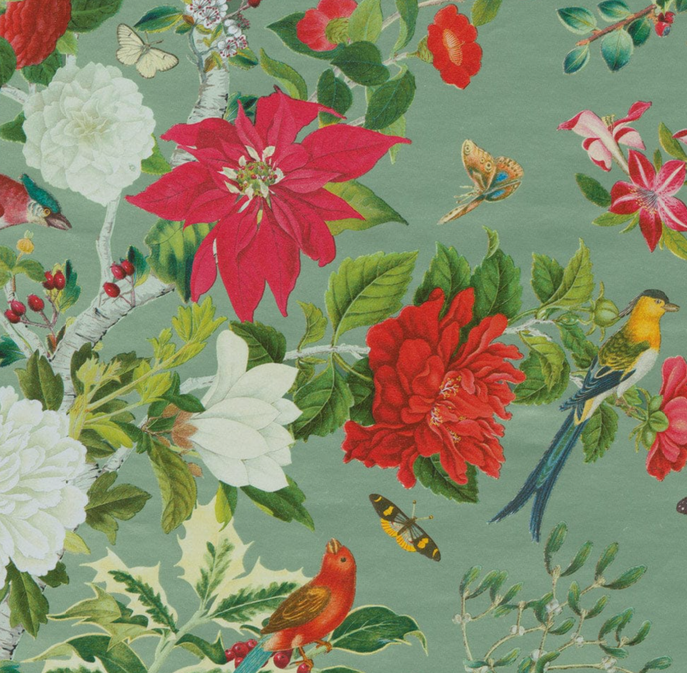 Christmas Chinoiserie Celadon Gift Wrapping Paper