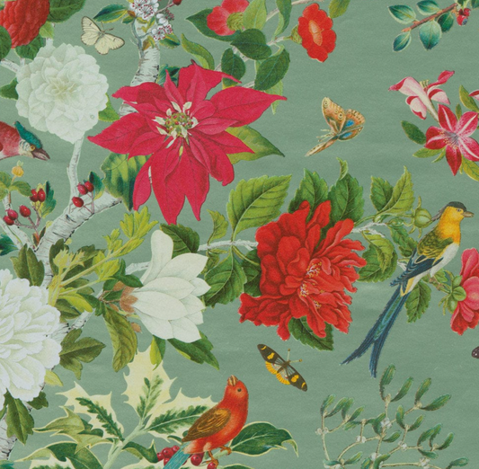 Christmas Chinoiserie Celadon Gift Wrapping Paper