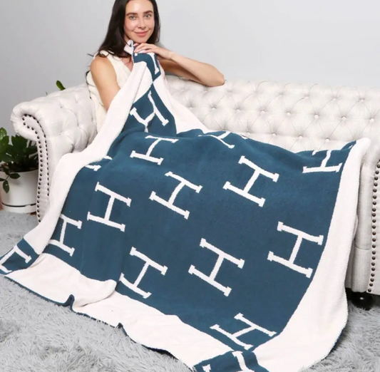 Teal H Cozy Blanket