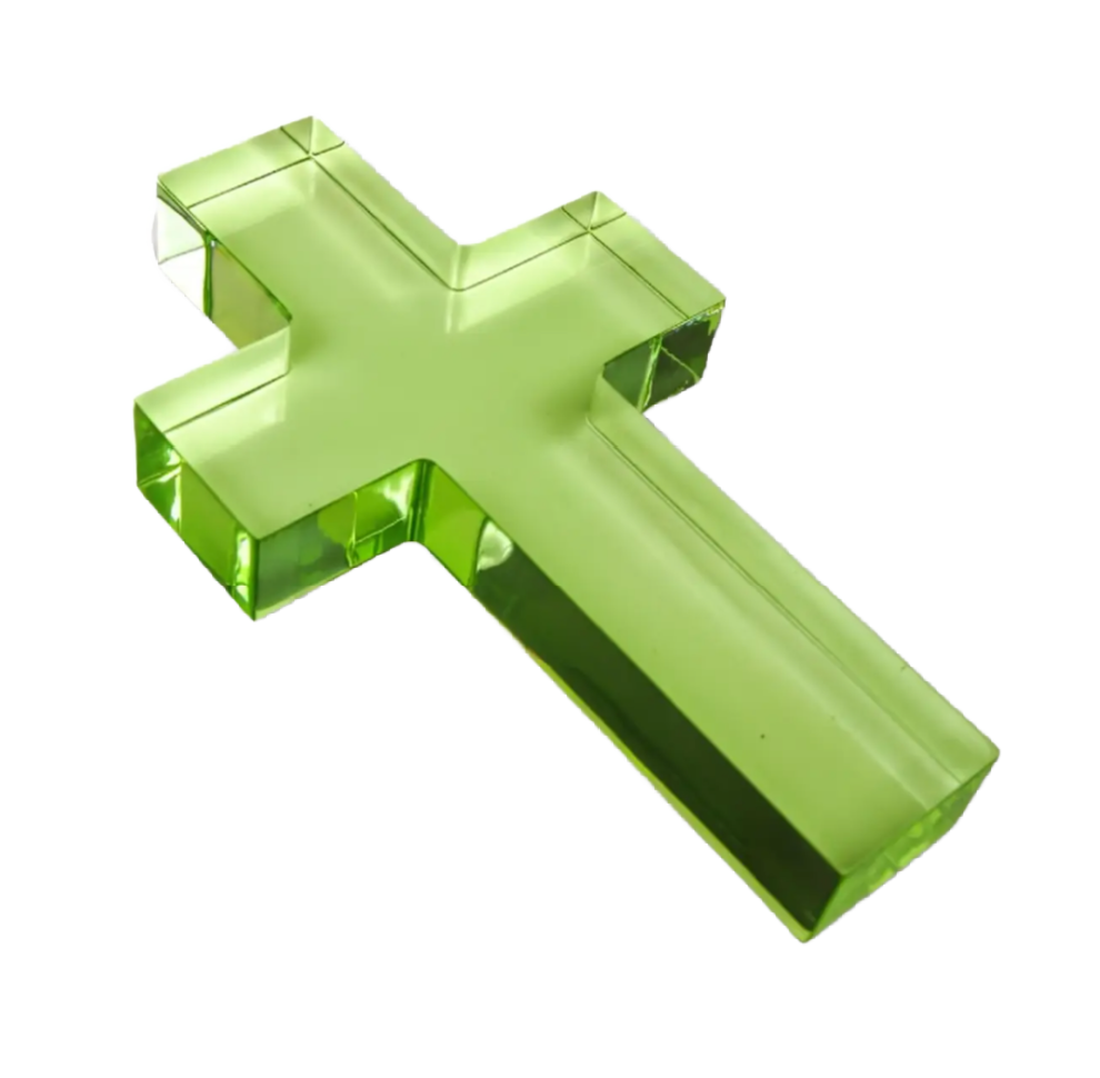 Large Green Cross Acrylic Weight