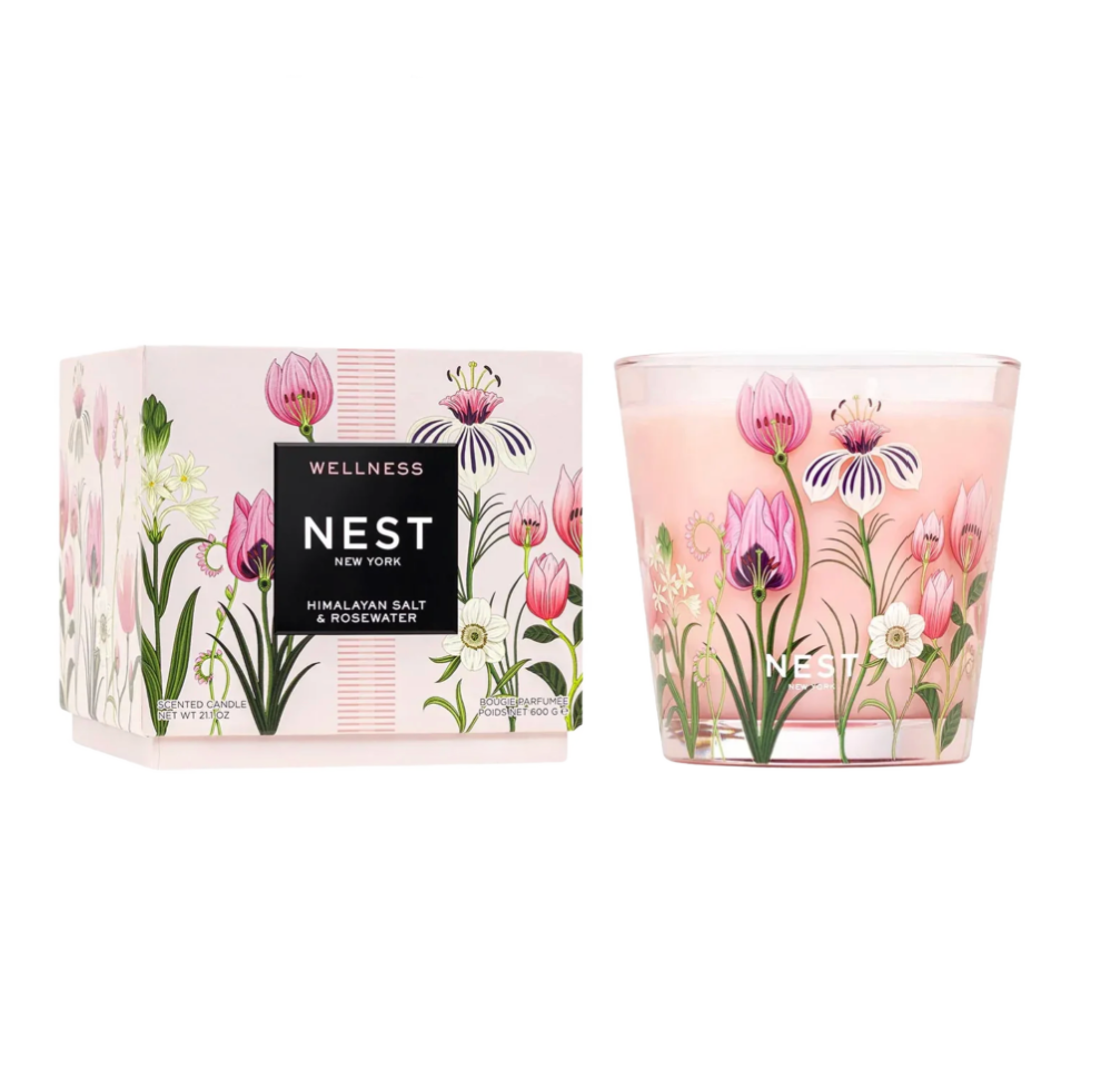 Himalayan Salt & Rosewater Decorative 3-Wick Candle by Nest