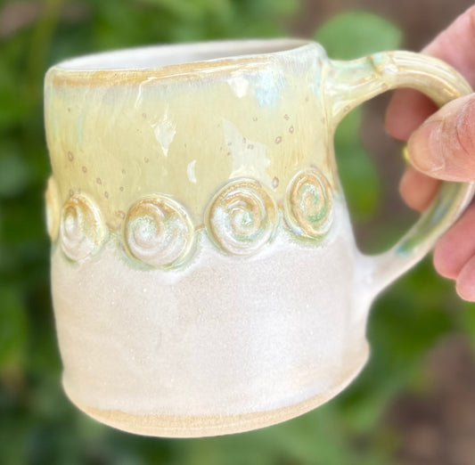 Aqua Green White Rosary Mug - PREORDER