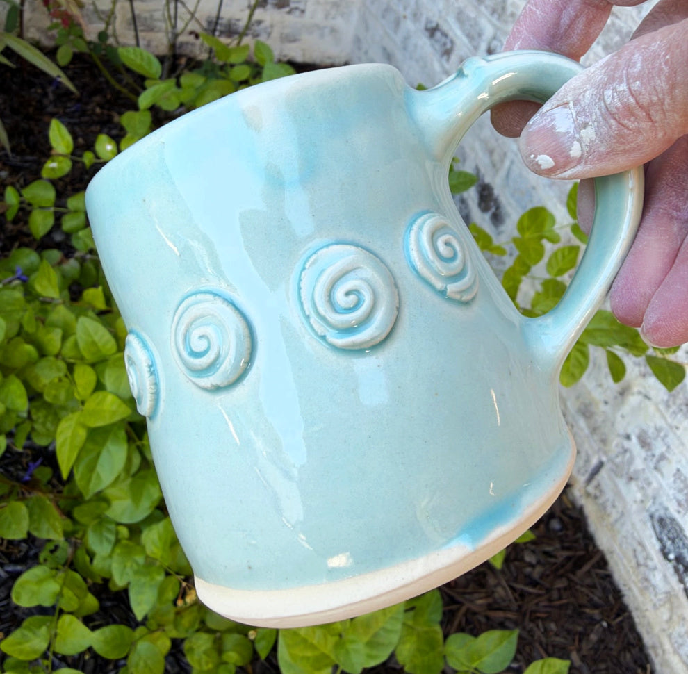 Aqua Green White Rosary Mug- PRESALE