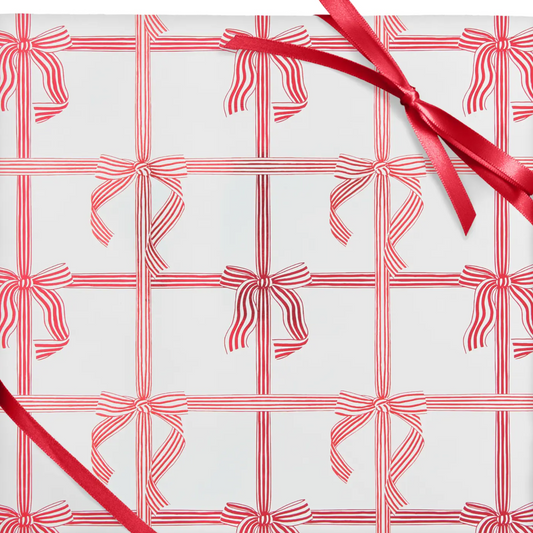 Peppermint Stripe Bows Wrapping Paper