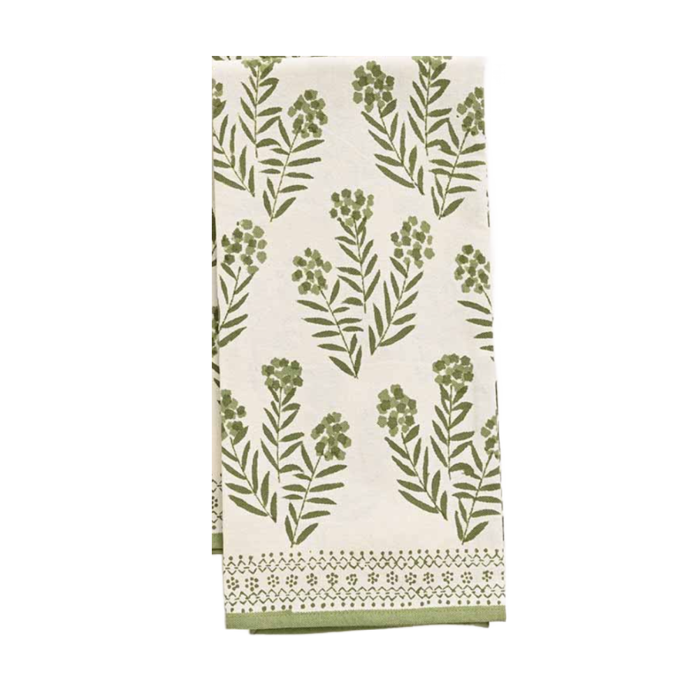 Phlox Green Tea Towel