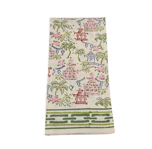 Palms & Pagodas Tea Towel
