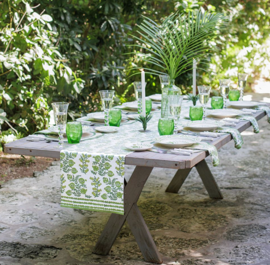 Pom Bells Green Table Runner