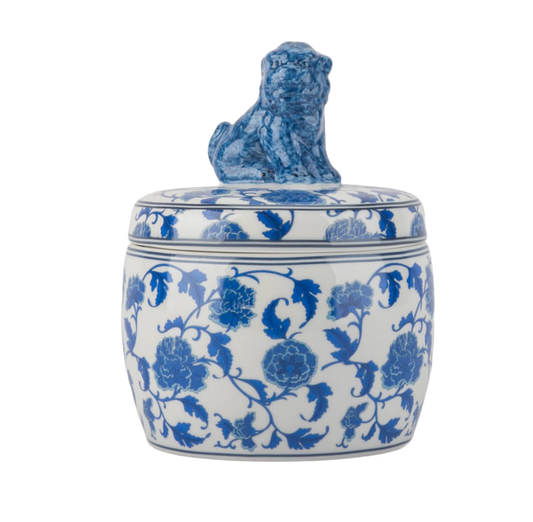 Blue Porcelain Foo Dog Lidded Box