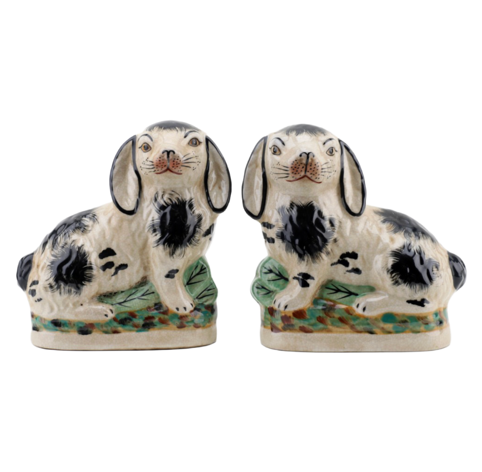 Black Staffordshire Bunny Hares Pair