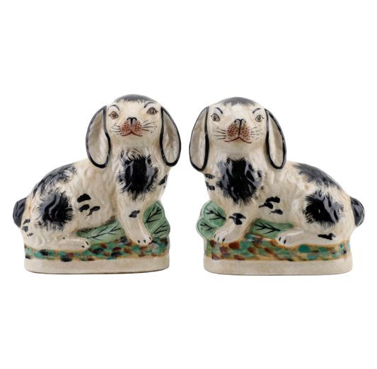 Black Staffordshire Bunny Hares Pair