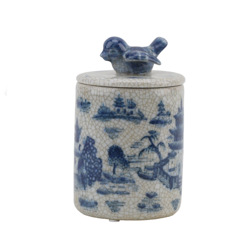 Box With Bird Top - Blue Willow