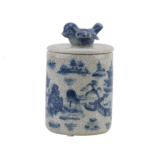 Box With Bird Top - Blue Willow