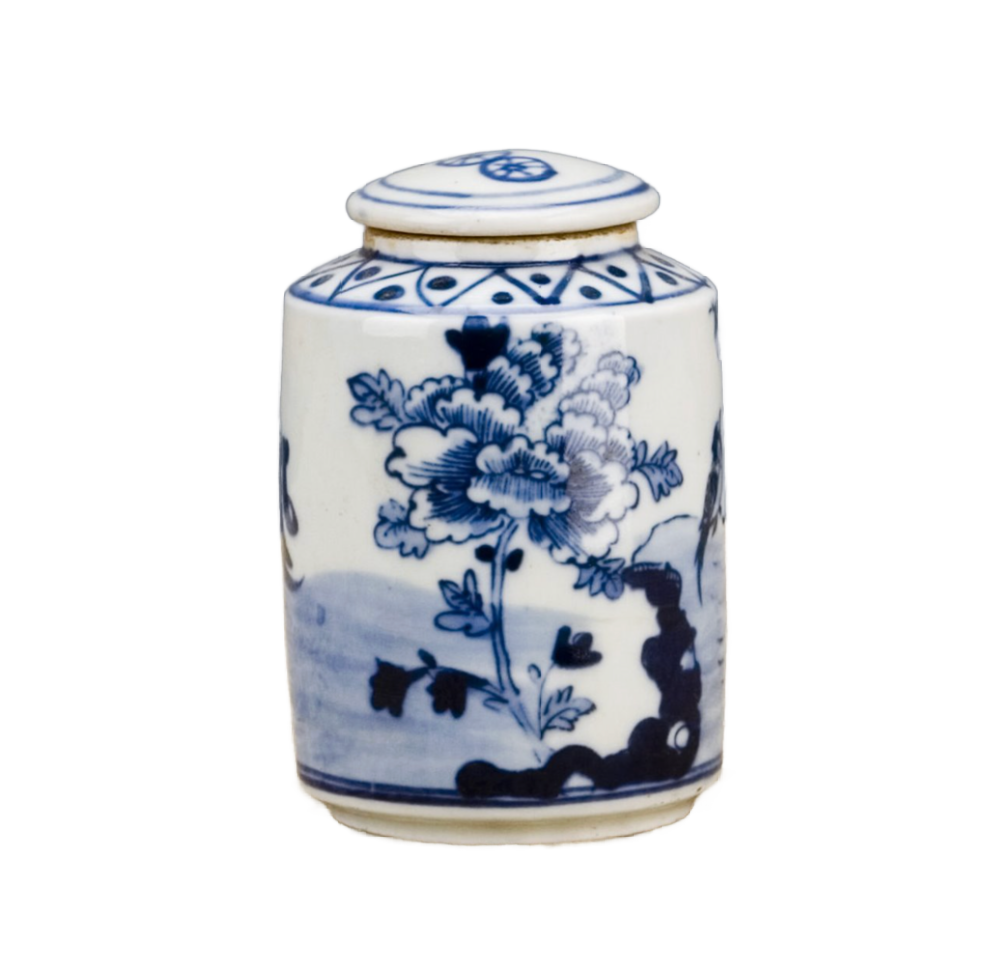 Small Tea Jar Blue And White