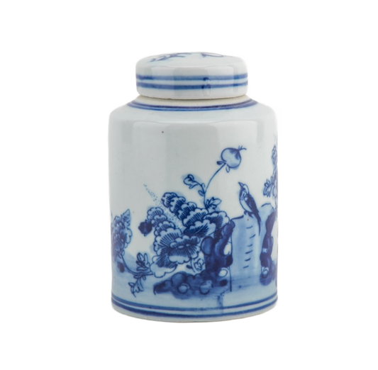 Small Cylinder Lidded Jar Flower