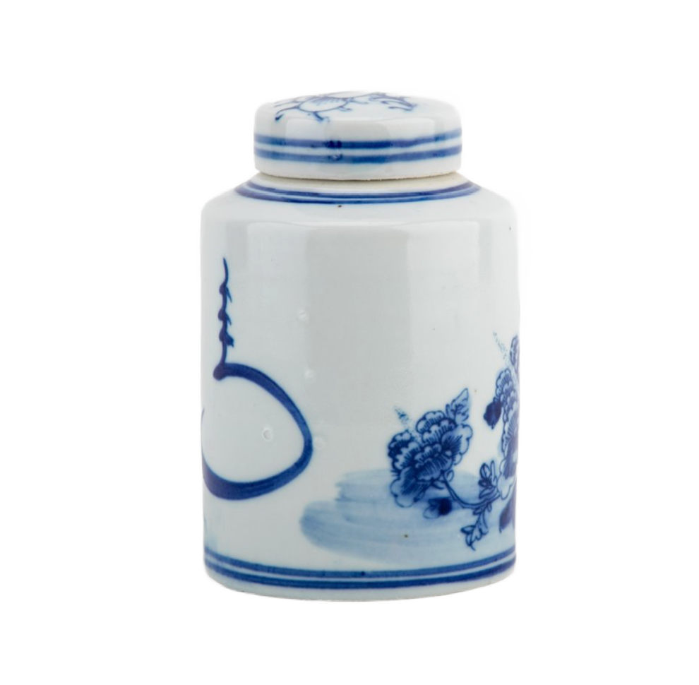 Small Cylinder Lidded Jar Flower