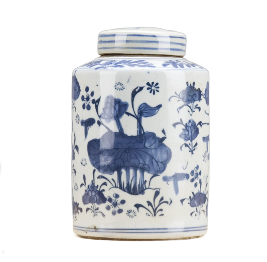 Classic Porcelain Small Tea Jar - Blue And White Flower