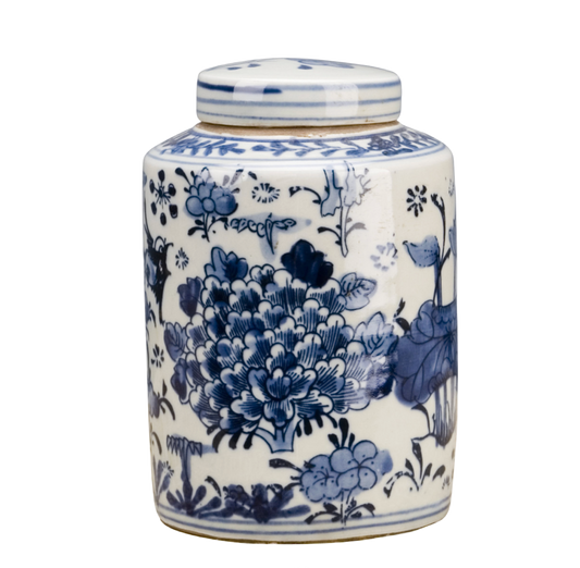 Classic Porcelain Small Tea Jar - Blue And White Flower