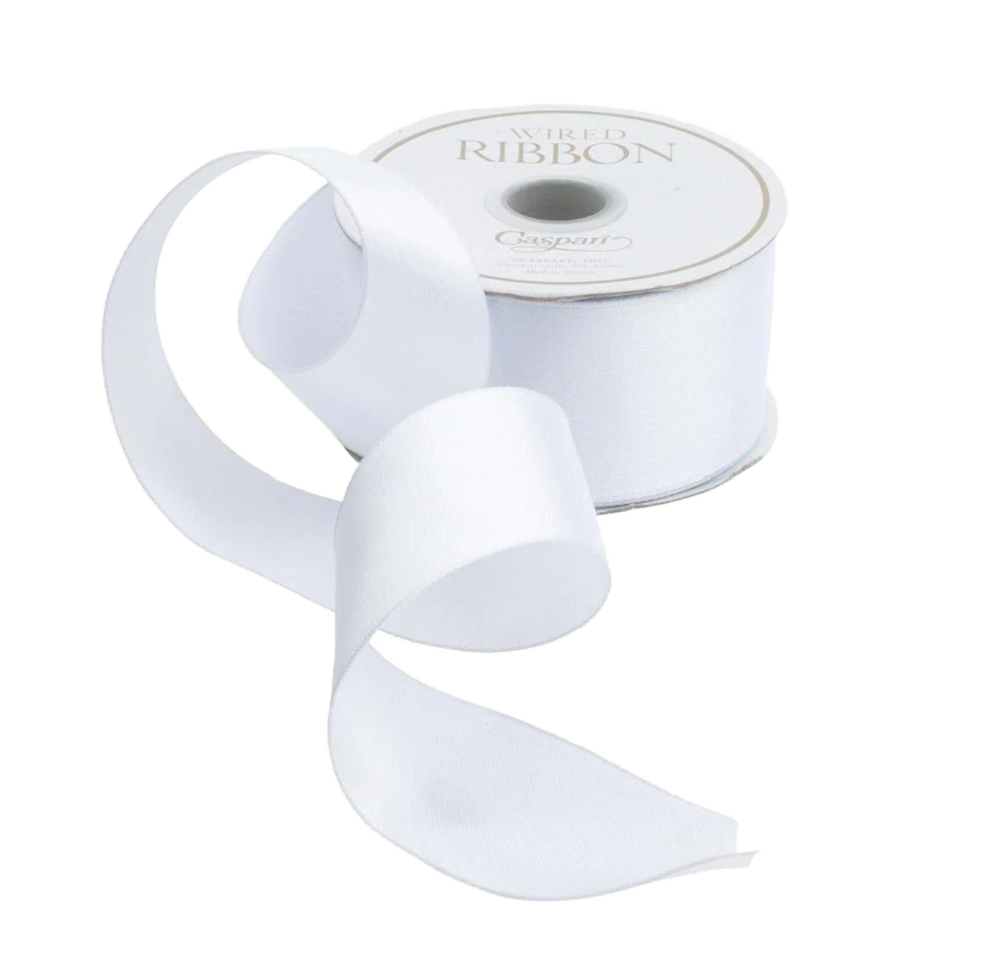 White Solid Satin Wired Ribbon