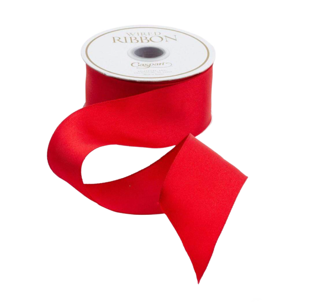 Red Solid Satin Wired Ribbon