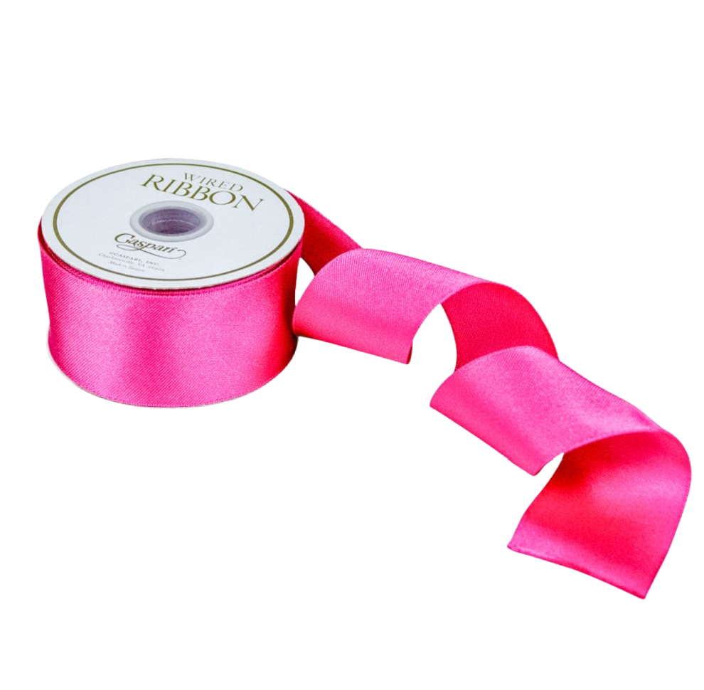 Bright Fuchsia Solid Satin Wired Ribbon