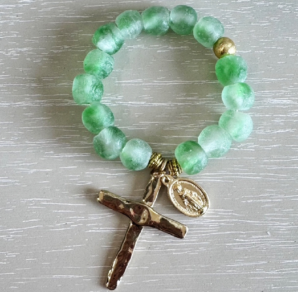 Light Green Decade Glass Rosary