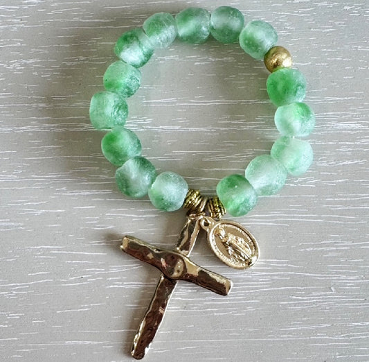 Light Green Decade Glass Rosary