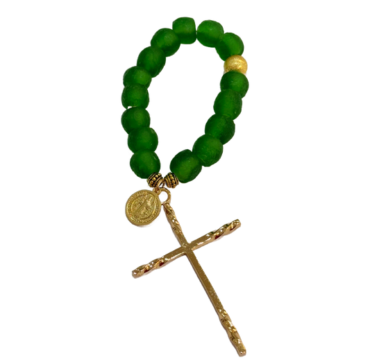 Green Decade Glass Rosary