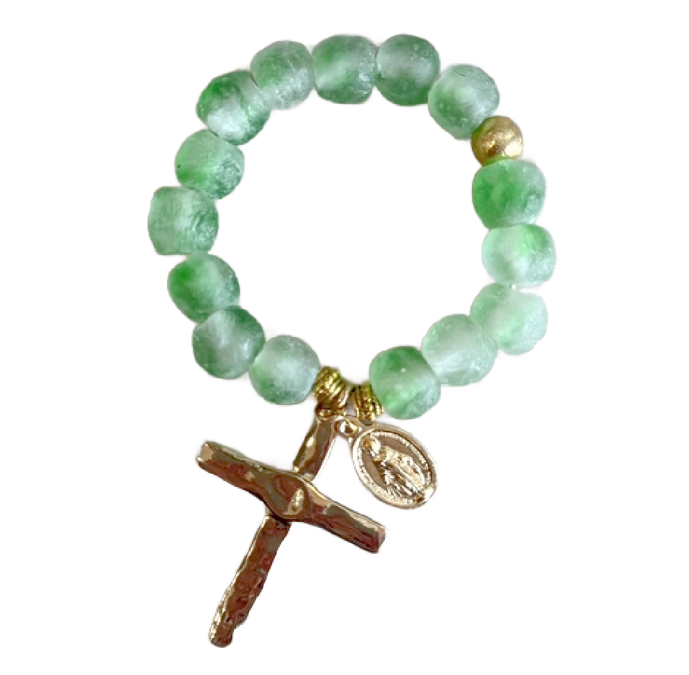Light Green Decade Glass Rosary