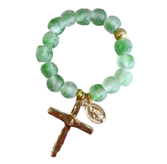 Light Green Decade Glass Rosary
