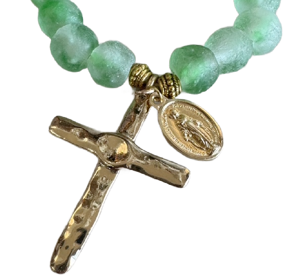 Light Green Decade Glass Rosary