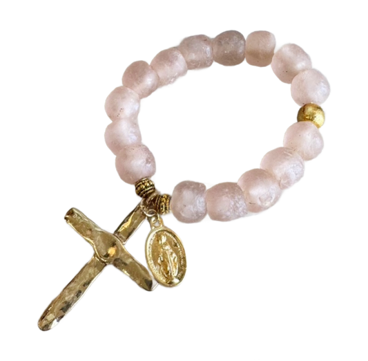 Blush Decade Glass Rosary