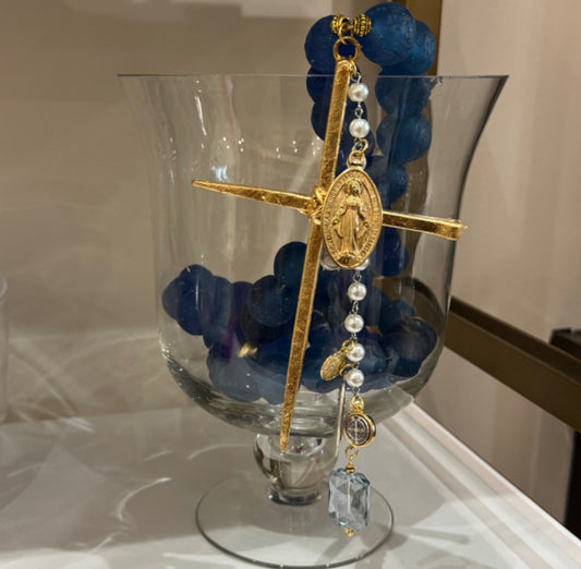 Handmade Beaded Blue Glass Rosary
