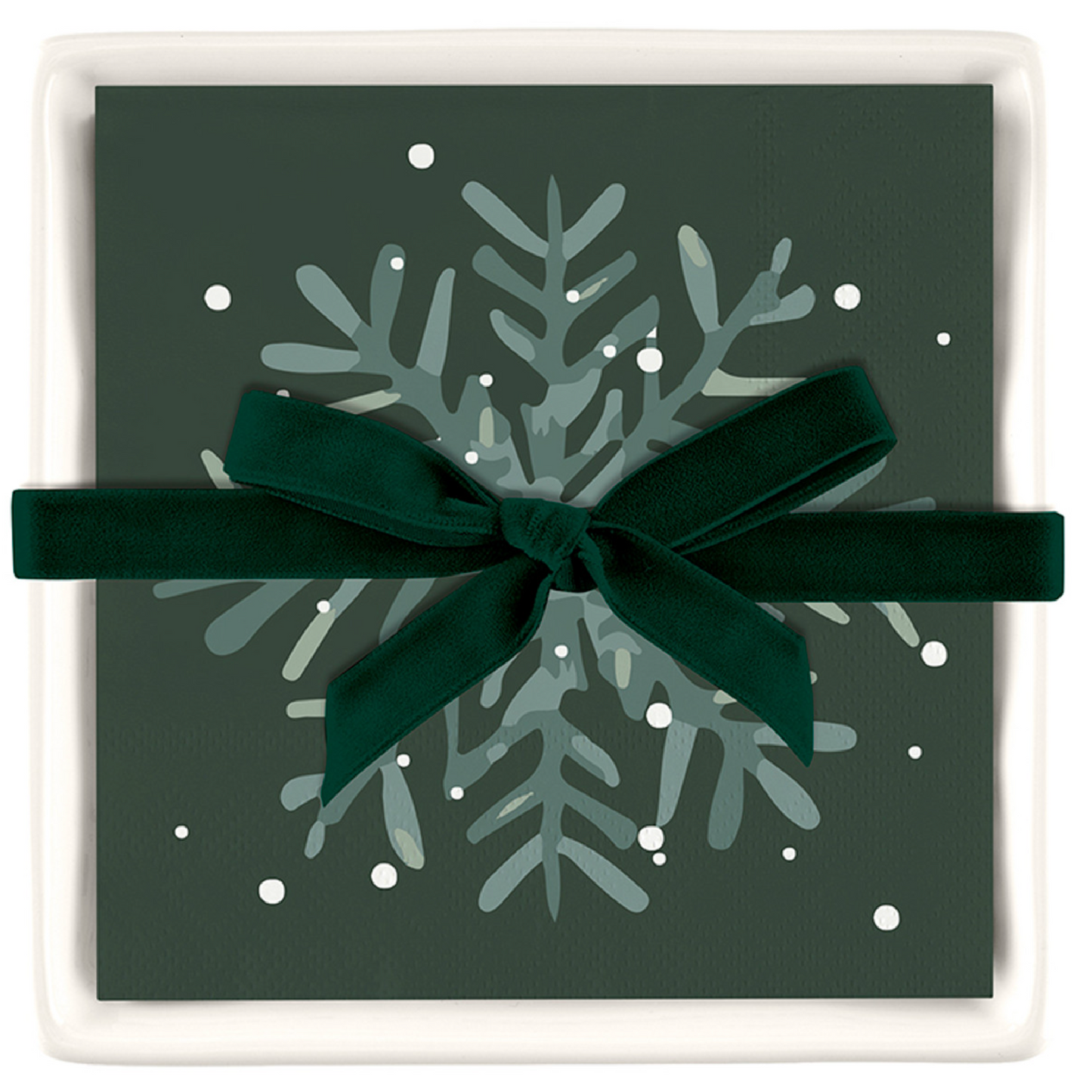 Ceramic Napkin Tray with Snowflake Napkins