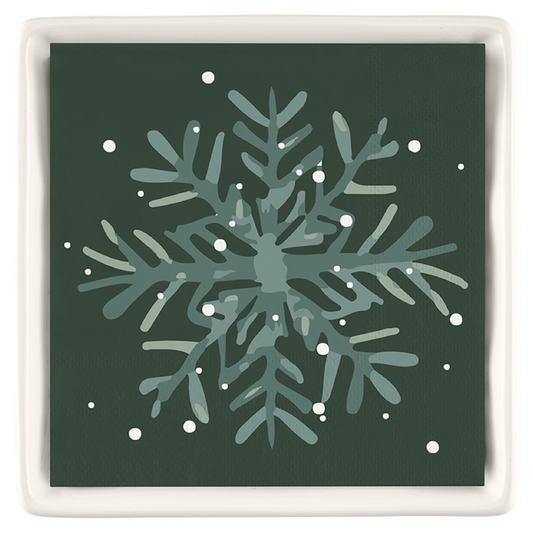 Ceramic Napkin Tray with Snowflake Napkins