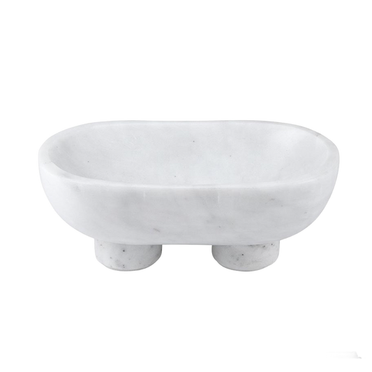 Medium White Marble Footed Bowl