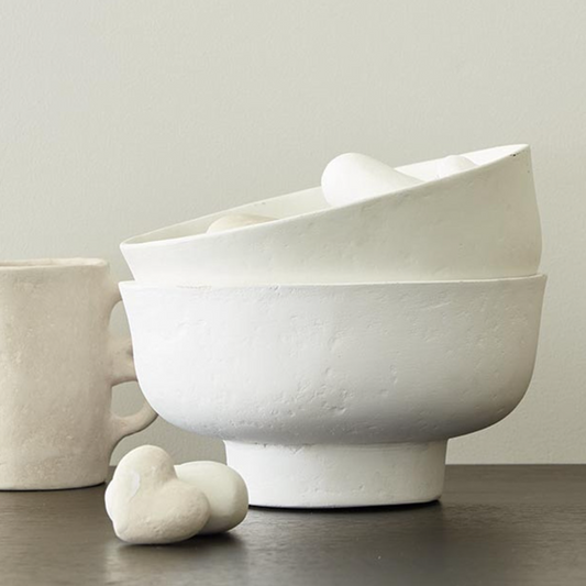 Paper Mache White Bowl