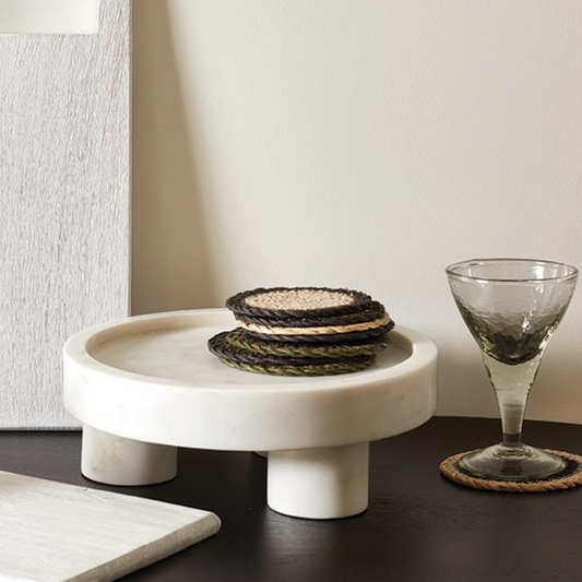 10" Marble Footed Tray