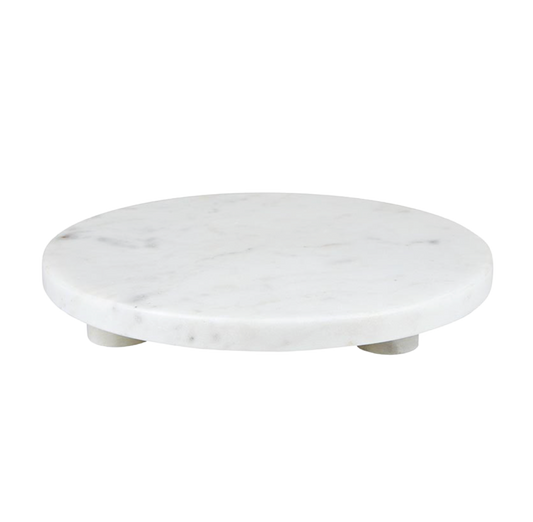 10" White Marble Footed Tray